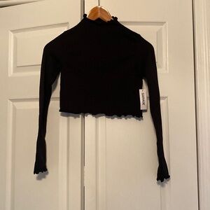 Garage black mock neck crop top, size S, black